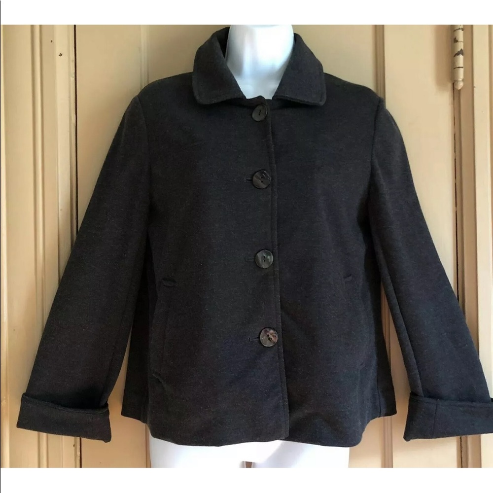Chicos Size 0 Button Up Knit Swing Jacket Gray Sm